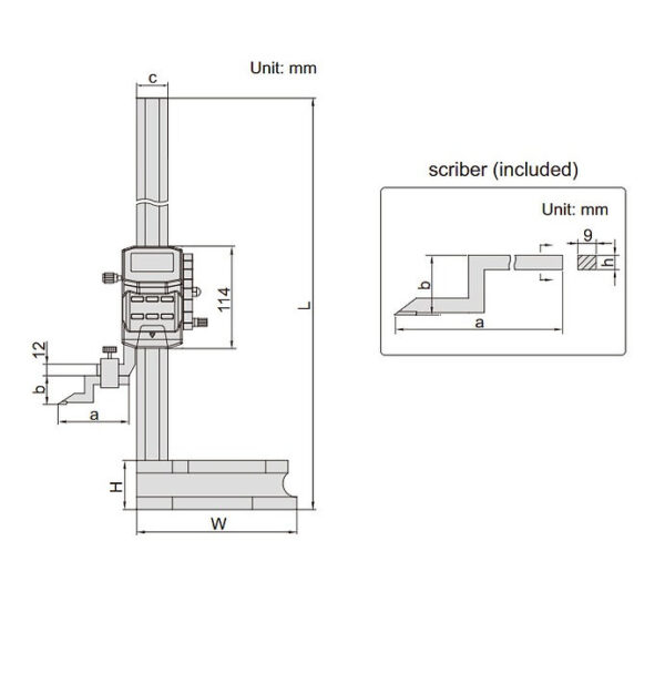 INSIZE DIGITAL HEIGHT GAUGE 300MM 12" (WITH DRIVING WHEEL MODEL) 1156-300