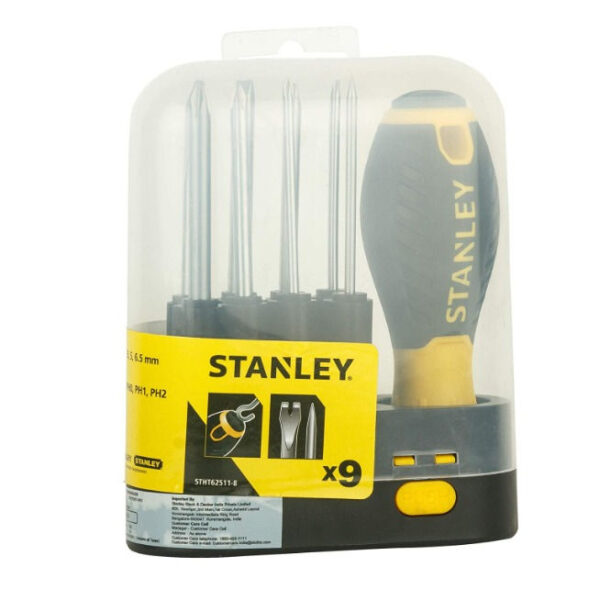 STANLEY CUSHIONGRIP 9WAY SCREWDRIVER SET STHT 62511-8